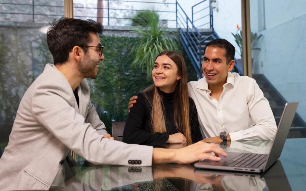 Young man giving investing consultation