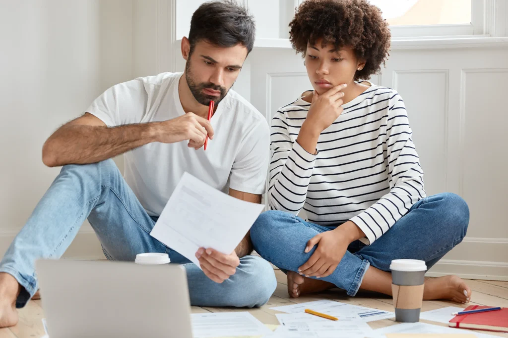 Couple discussing finance